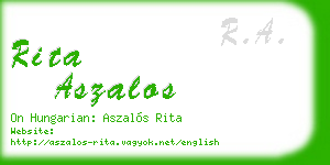 rita aszalos business card